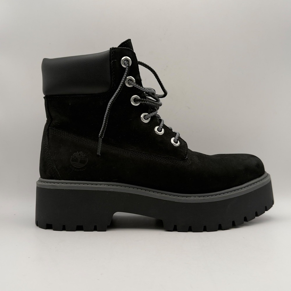 Timberland Sky 6 Inch Platform Boots Womens 10 Black Waterproof Nubuck Lug Sole